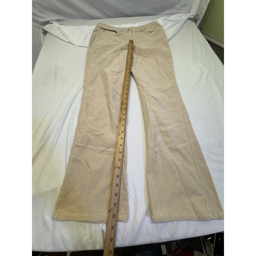 Villager Liz Claiborne Women's Sz 10  Ivory Cream Corduroy Stretch Pants  Bootcu - Picture 2 of 5